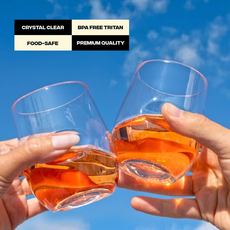 govino Unbreakable Stemless Wine Glass â€“ Set of 4, 12oz, Dishwasher Safe, BPA-free Tritan, Clear Stemless White Wine Glasses, Shatterproof for Indoor, Outdoor, Everyday Use. Reusable, Made in the USA - Image 5